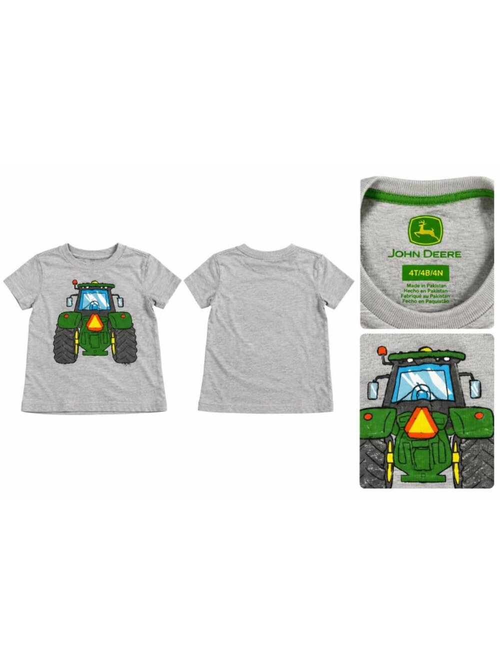 John Deere Boys Gray Tractor Graphic Short Sleeve T-Shirt Size 4T skum